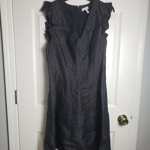 Rebecca Taylor STRIPED SUITING V-NECK DRESS